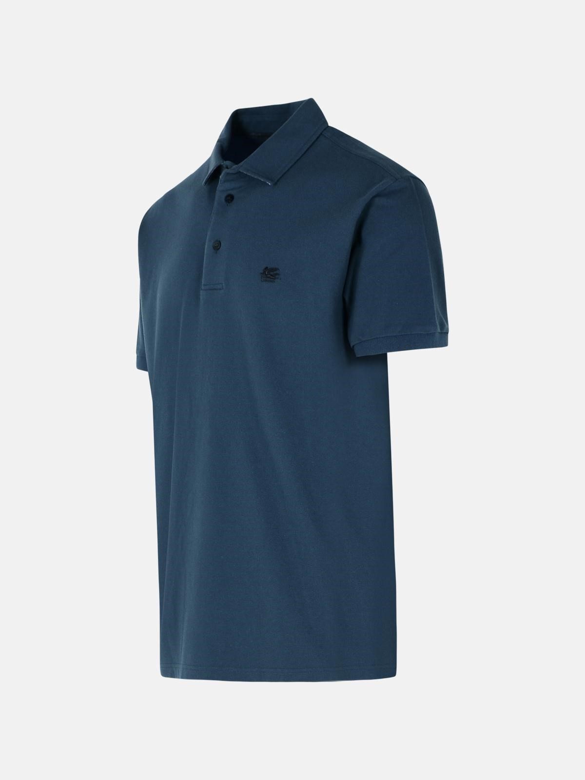 'ROMA' NAVY COTTON POLO SHIRT - 2