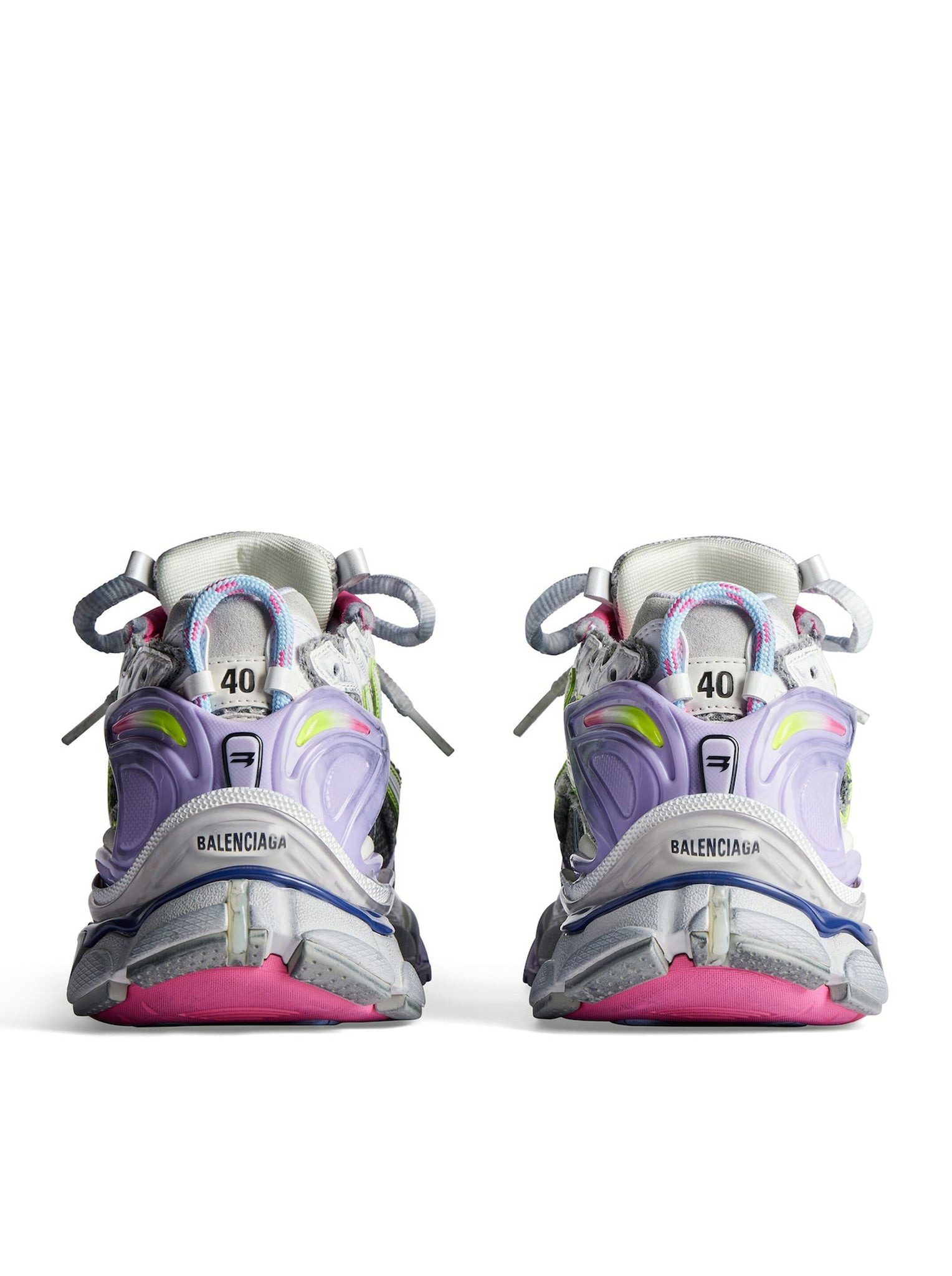 WOMEN`S RUNNER SNEAKER IN WHITE/LILAC/NEON PINK/NAVY - 12