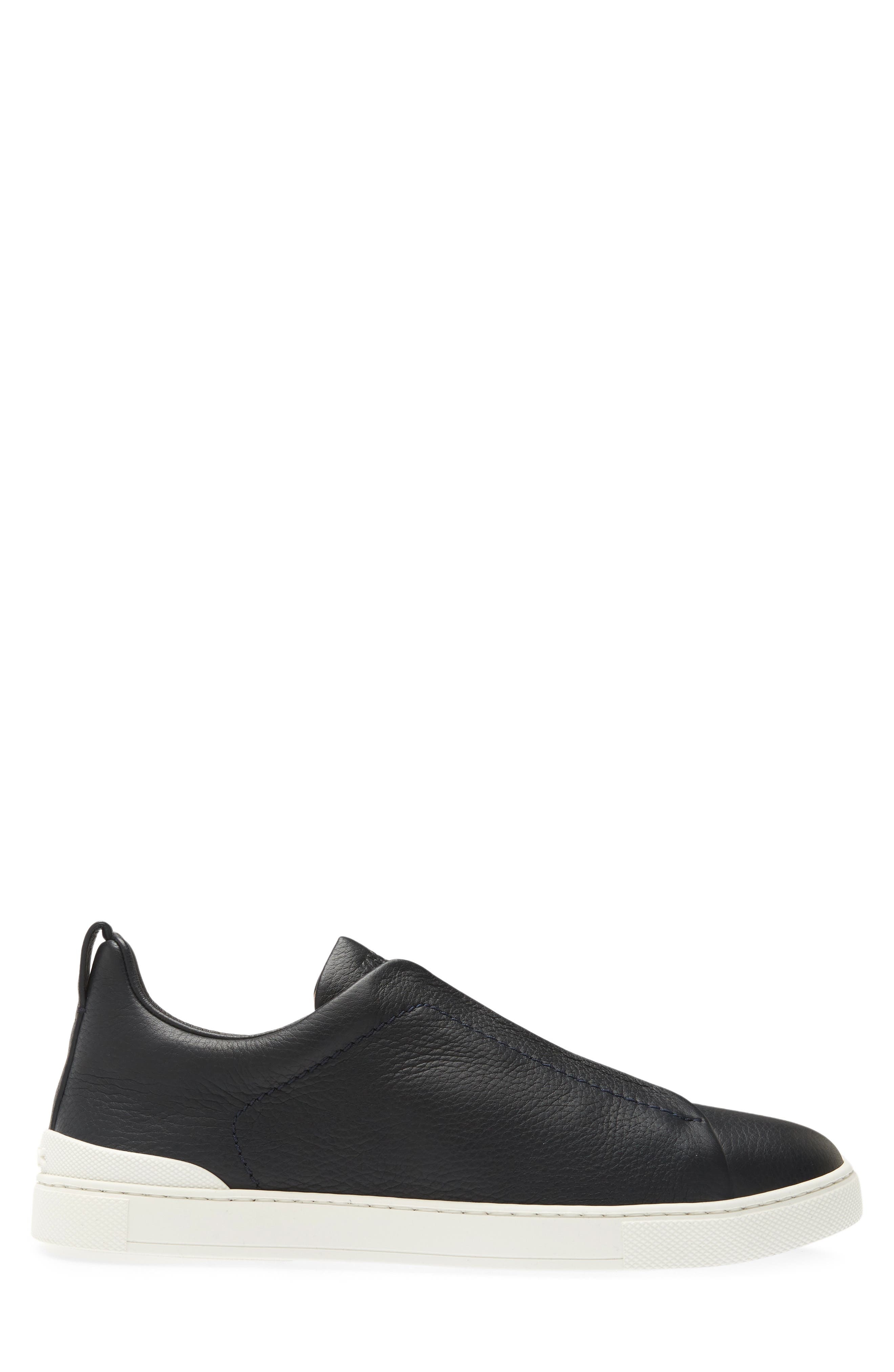 Triple Stitch Deerskin Leather Slip-On Sneaker - 3