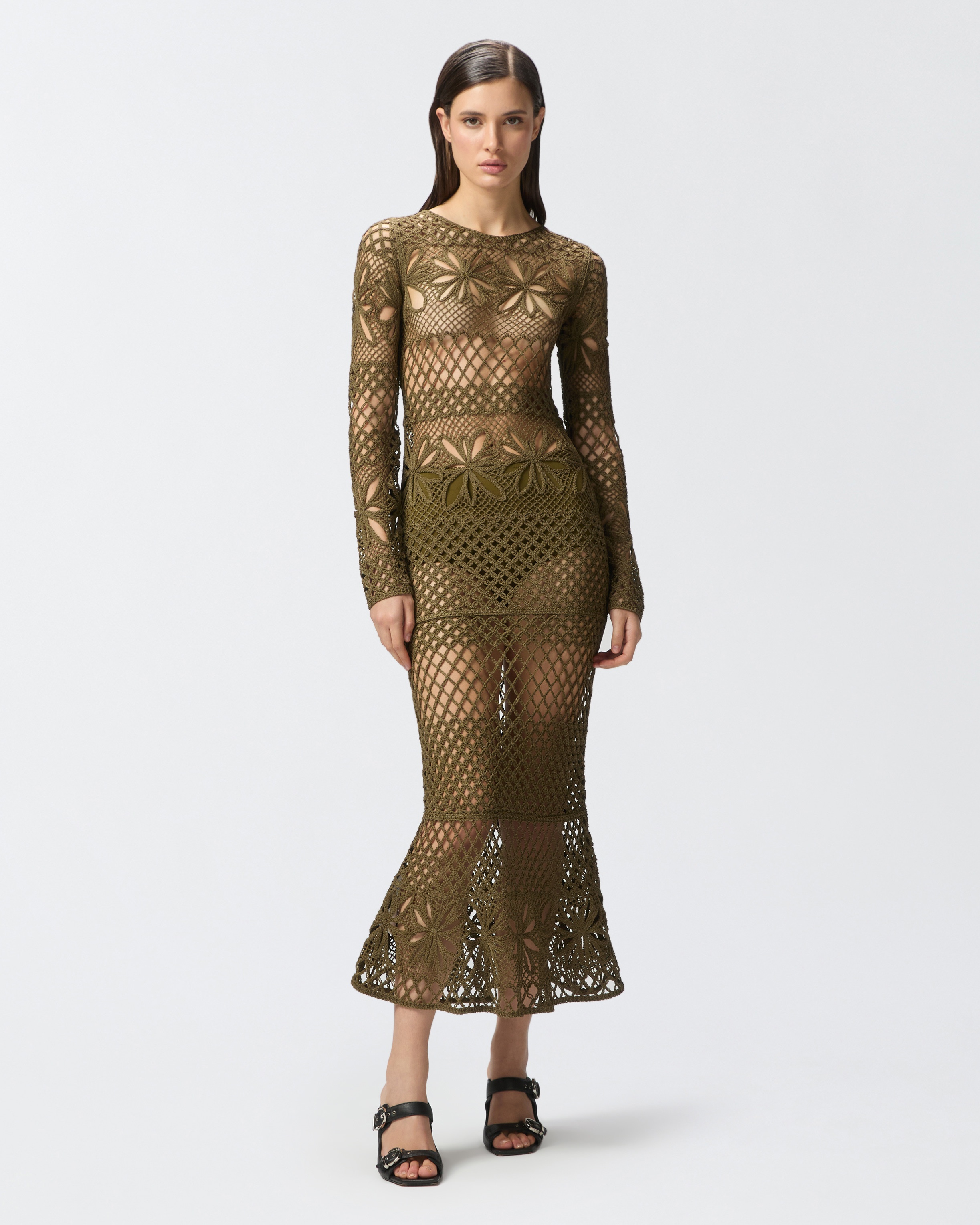 LONG OPENWORK CROCHET DRESS - 3