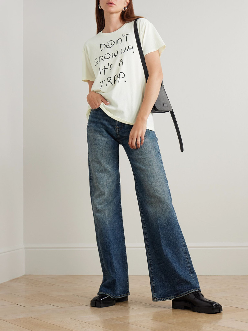 R13 Charlotte distressed high-rise bootcut jeans Dark denim outlook