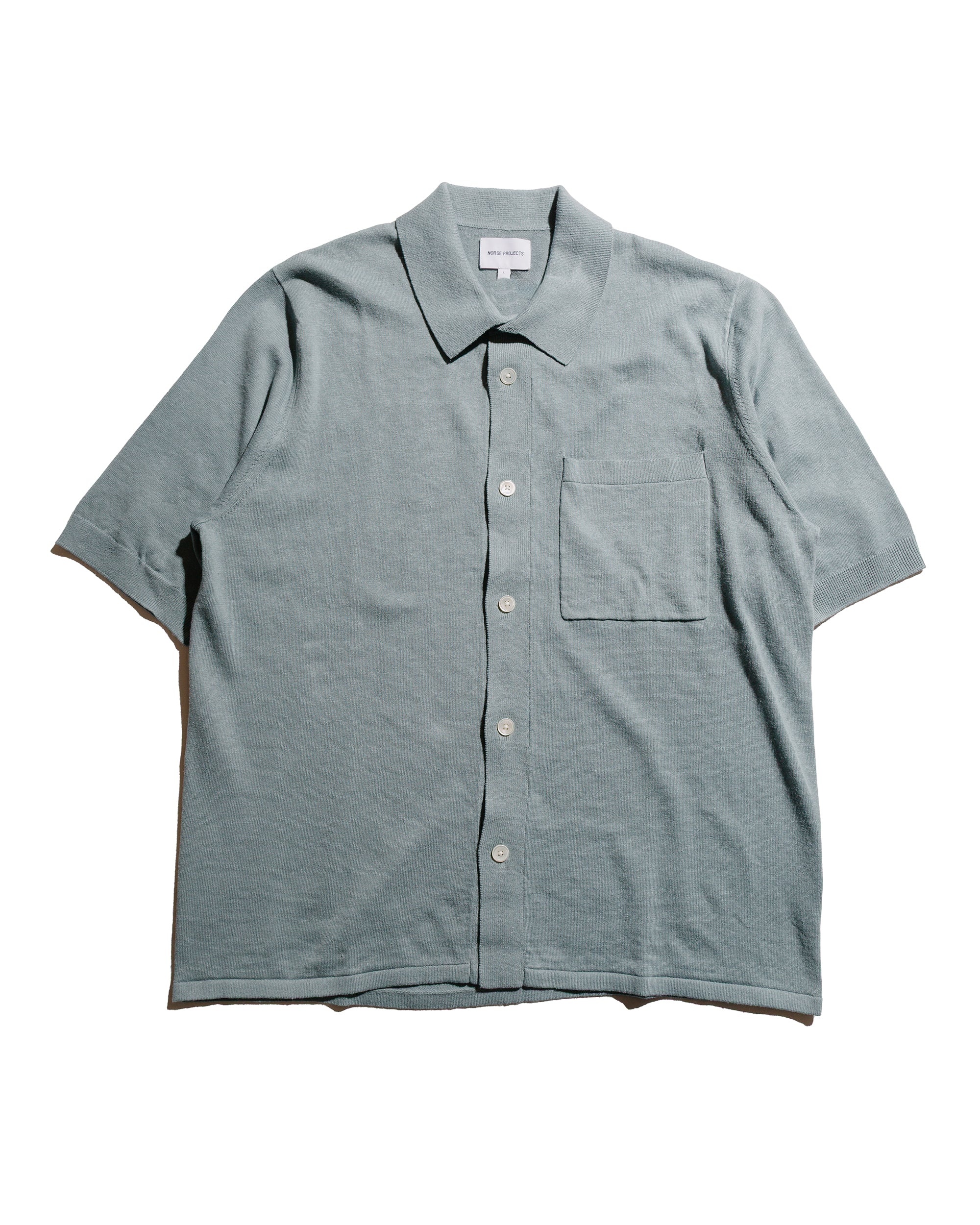 Rollo Cotton Linen SS Shirt Greyish Blue - 1