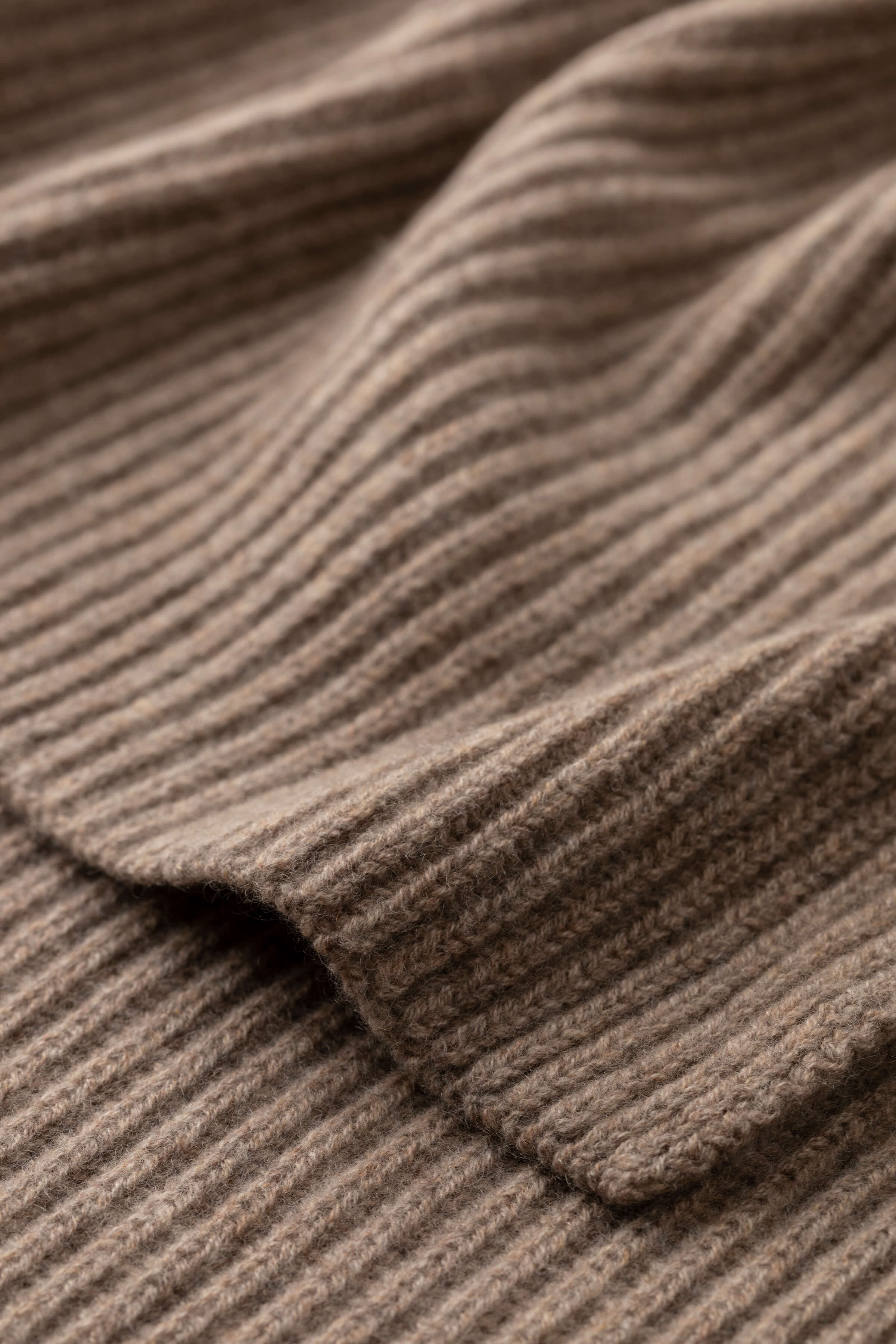 Cardigan Stitch Brown Cashmere Scarf - 2