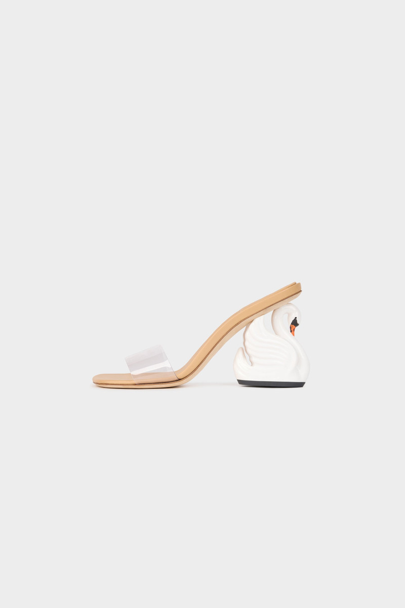 FAYE SHOES WITH SWAN HEEL TRANSPARENT WHITE 1