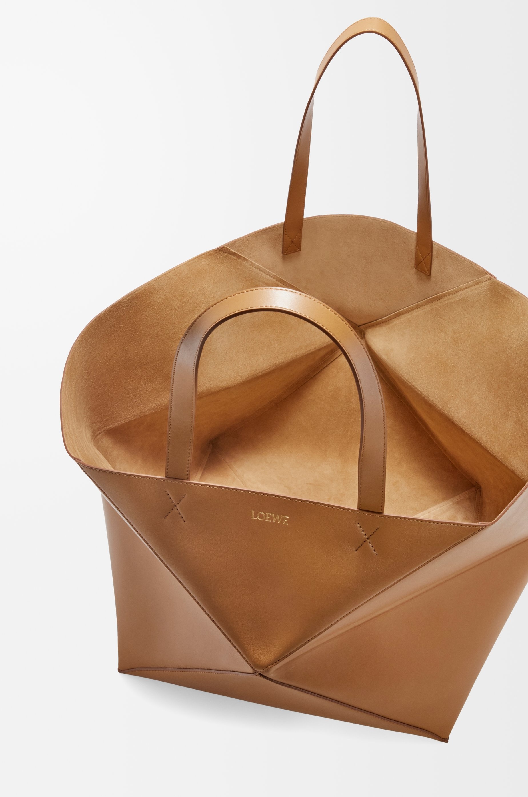 XL Puzzle Fold Tote in shiny calfskin - 5