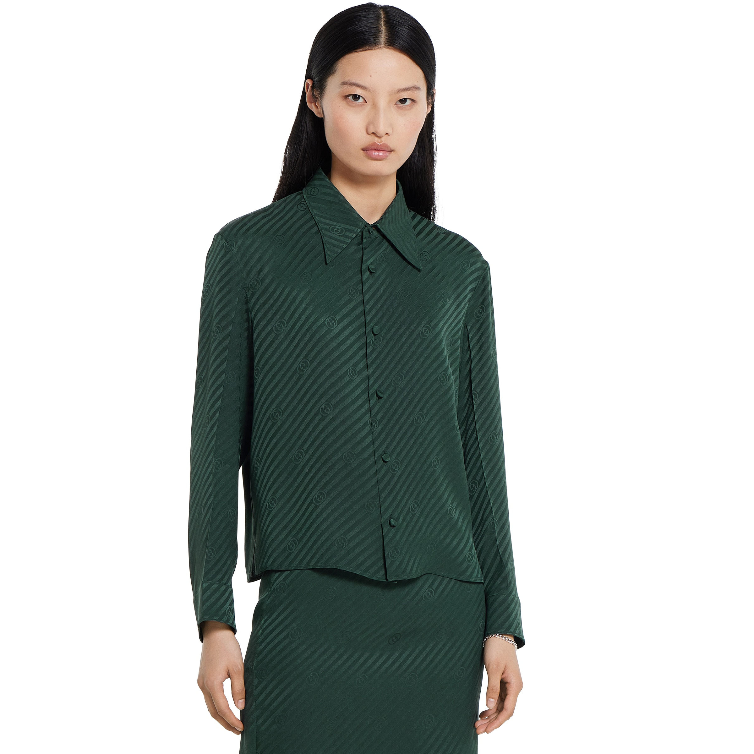 Interlocking GG silk jacquard shirt - 3