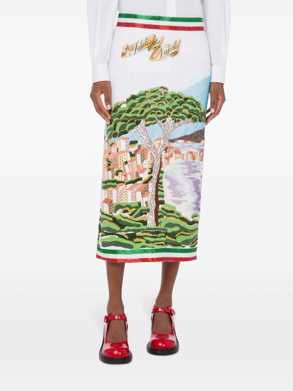 bead-embellished midi skirt - 2
