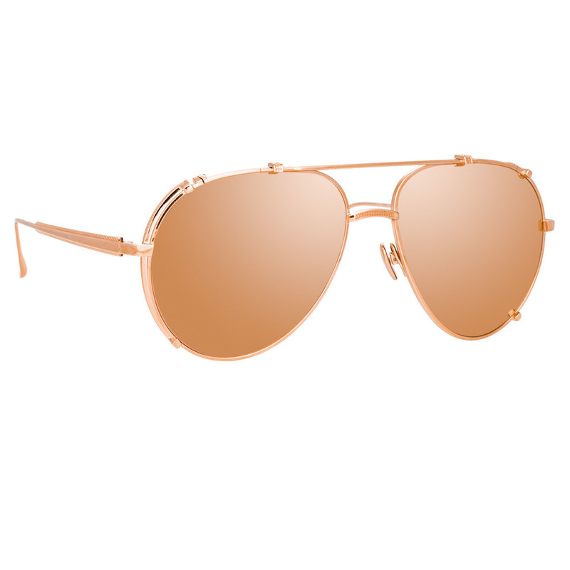 LINDA FARROW NEWMAN AVIATOR SUNGLASSES IN ROSE GOLD outlook