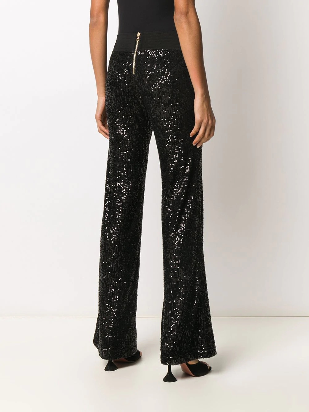 sequin-embellished flared trousers - 4