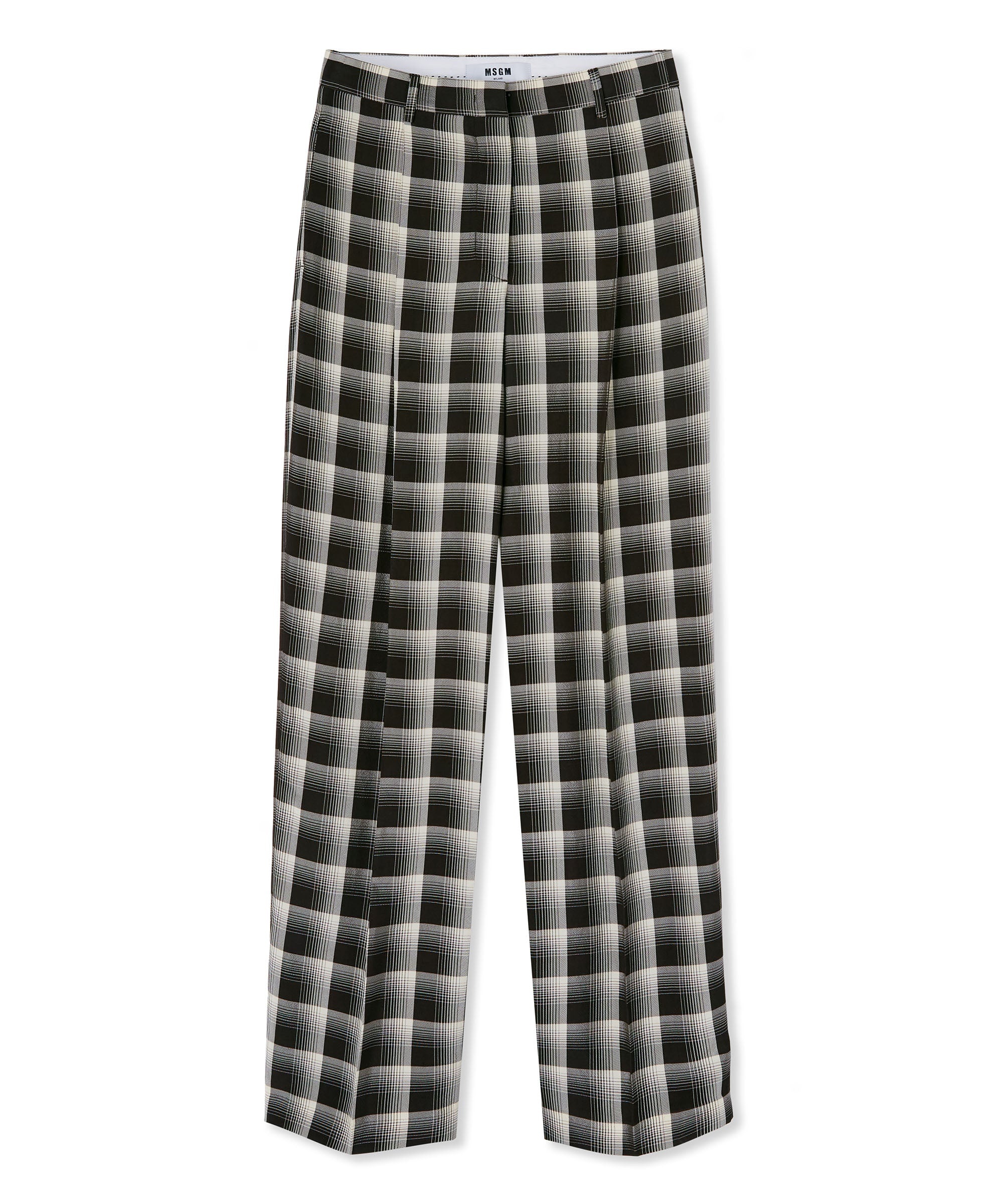 Check viscose crepe pleated pants - 1