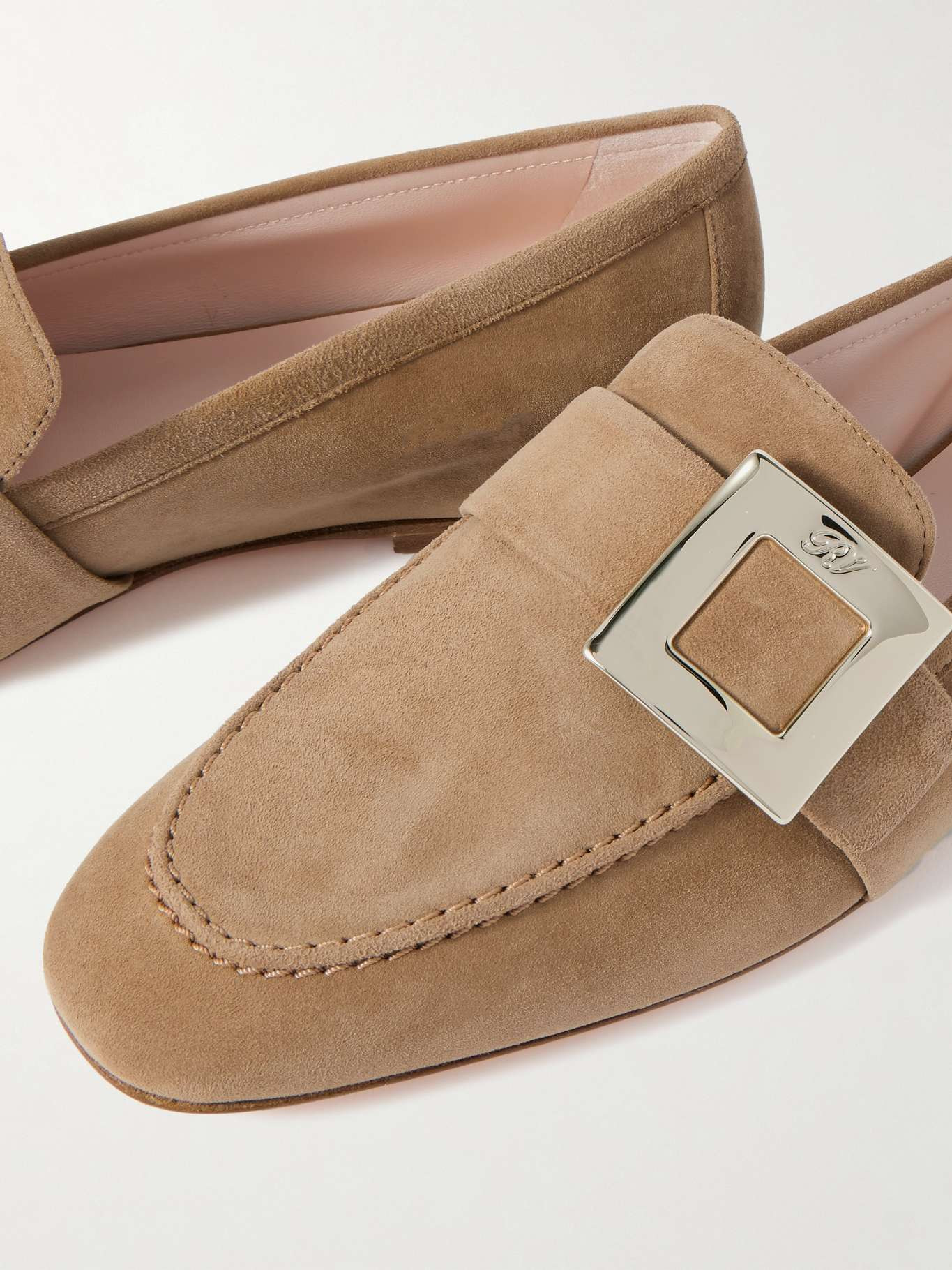 Buckled suede loafers Beige - 4
