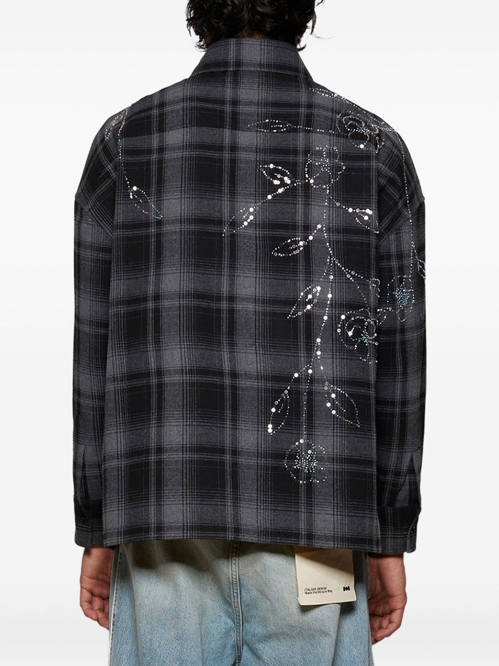 rhinestone-embellished plaid shirt - 5
