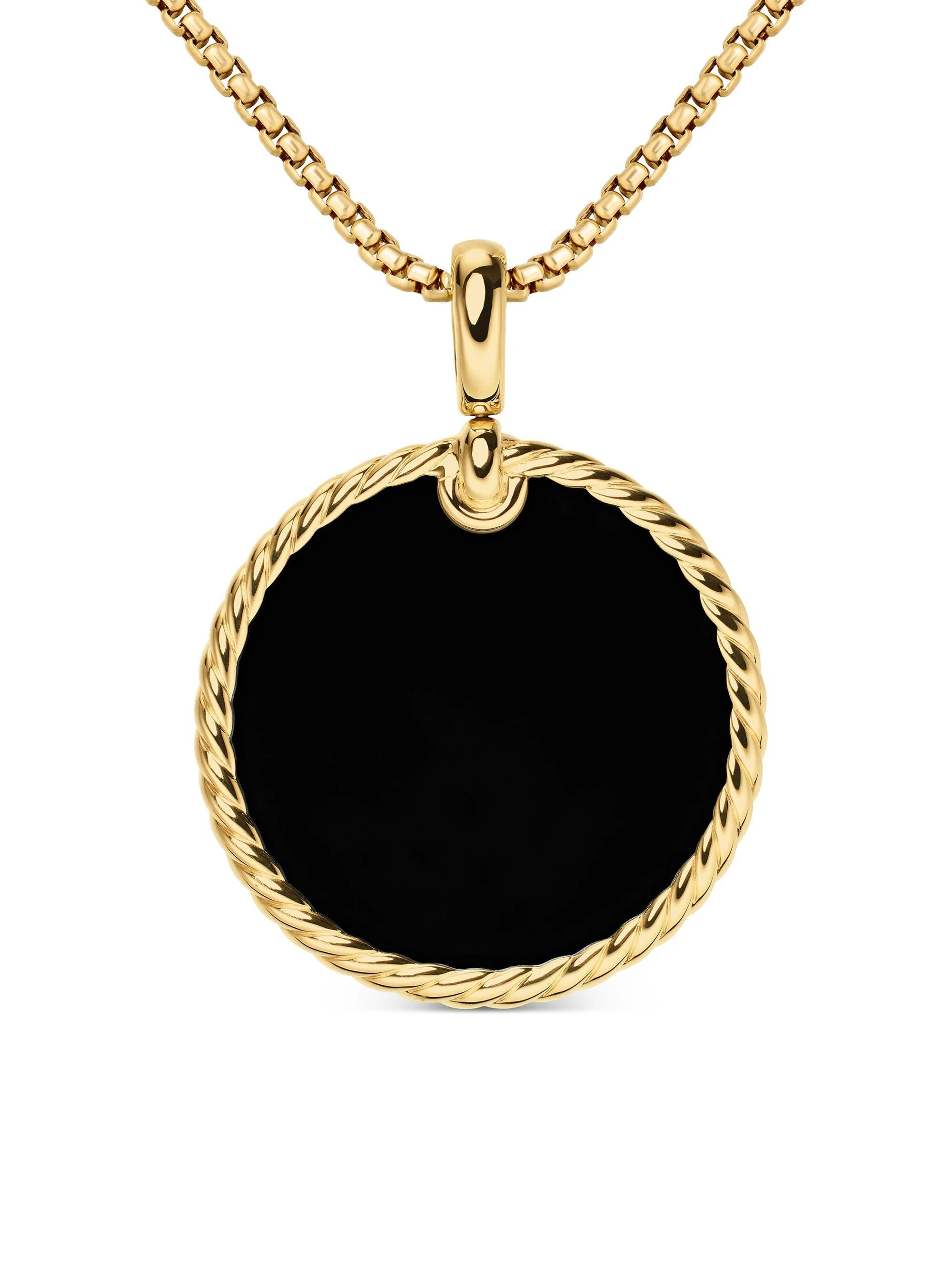 Women's DY Elements Disc Pendant in 18K Yellow Gold - Black Onyx - 1
