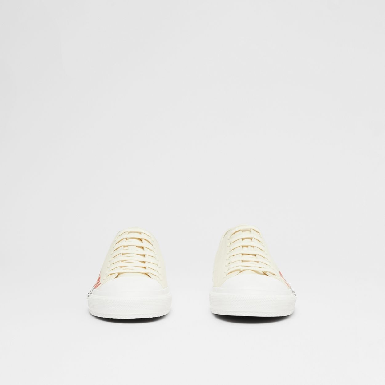 Logo Print Tri-tone Cotton Canvas Sneakers - 4