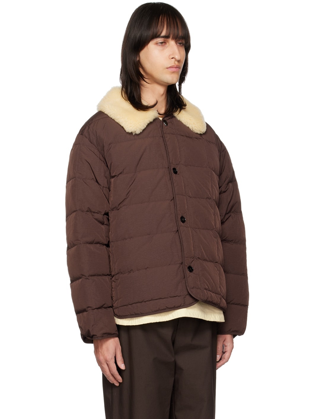 Brown Spread Collar Down Jacket - 2