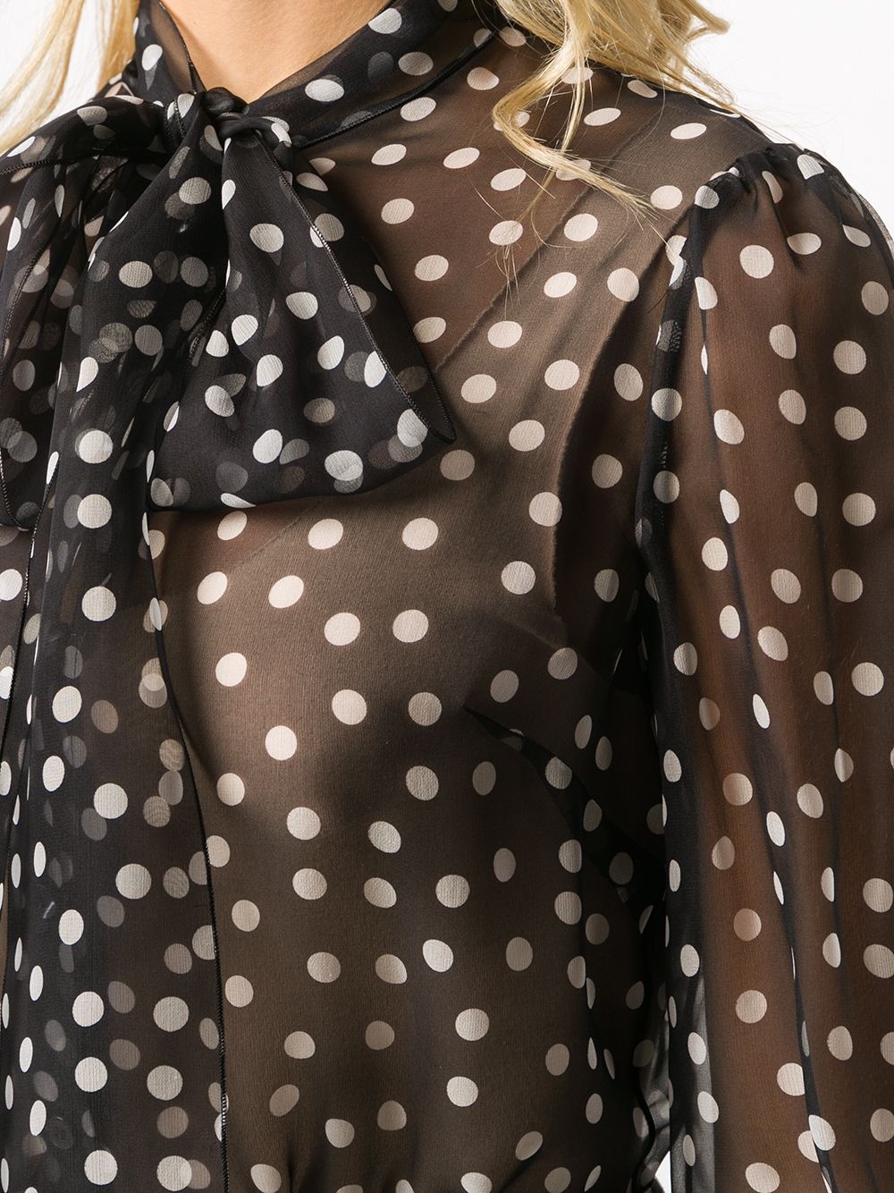 polka dot pussy bow blouse - 5