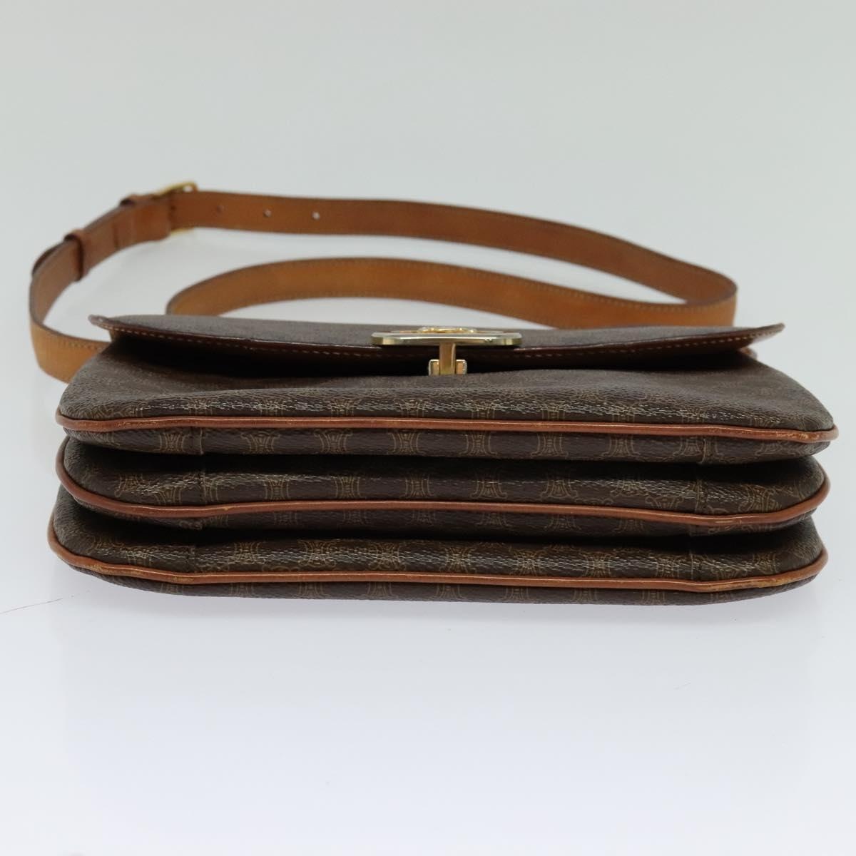 CELINE Macadam Canvas Shoulder Bag Pvc Leather Brown - 5