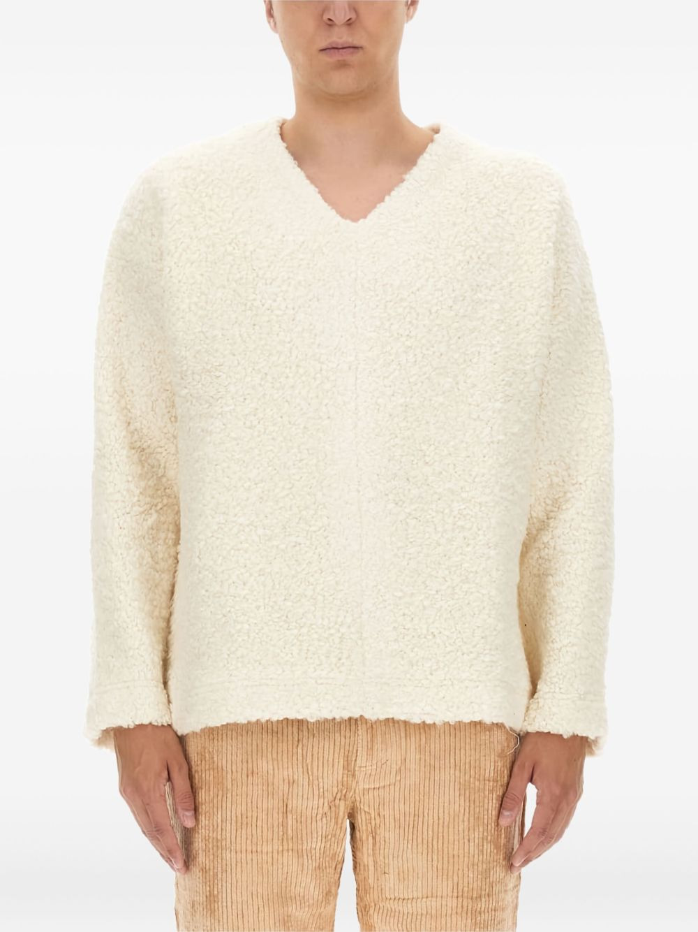 Ezra V-neck teddy sweater - 1