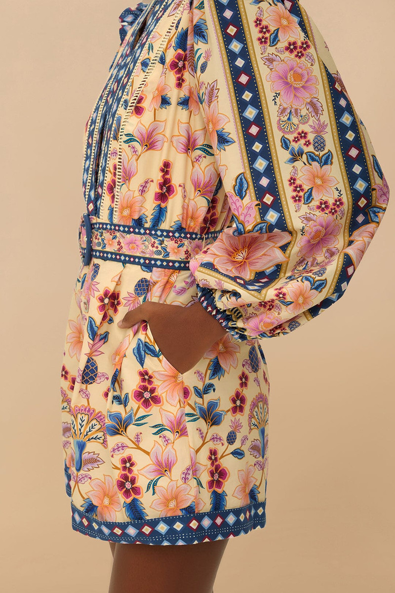 Cream Superbloom Tapestry Organic Cotton Romper 3