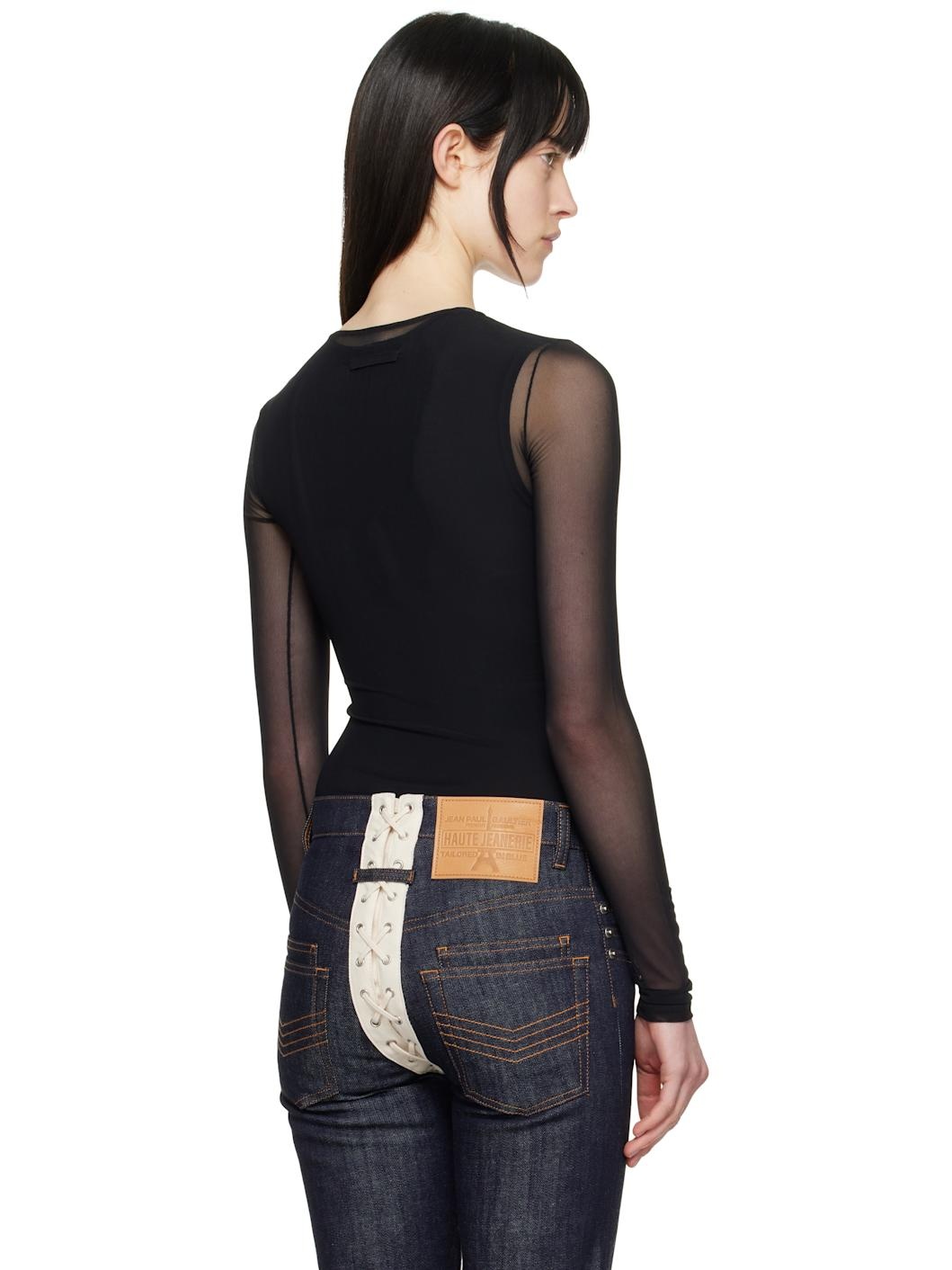 Black 'The Flocked Tattoo Ruban' T-shirt - 3