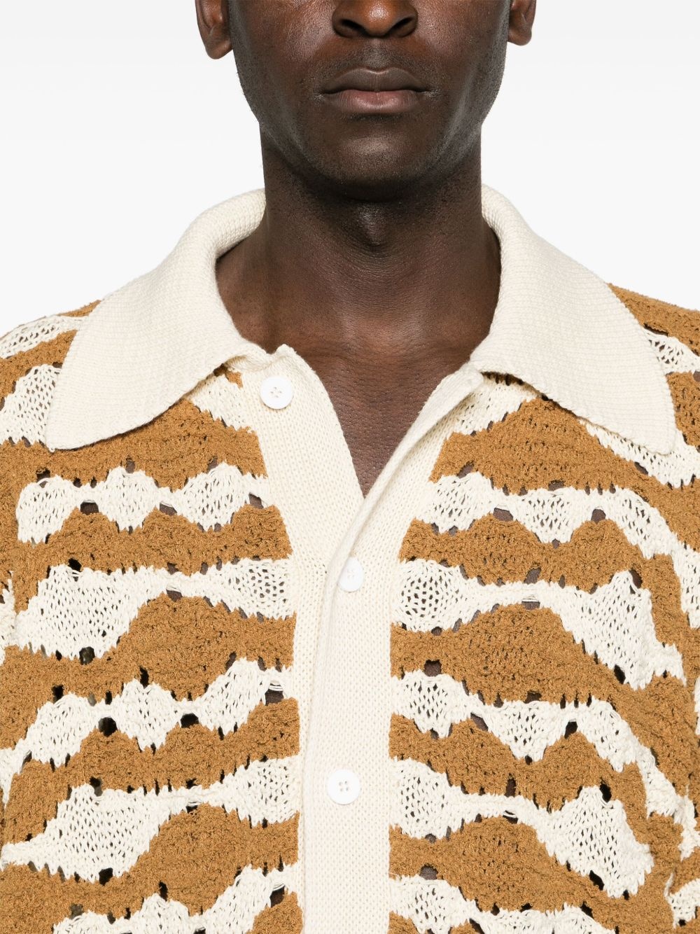 crochet-knit buttoned shirt - 5
