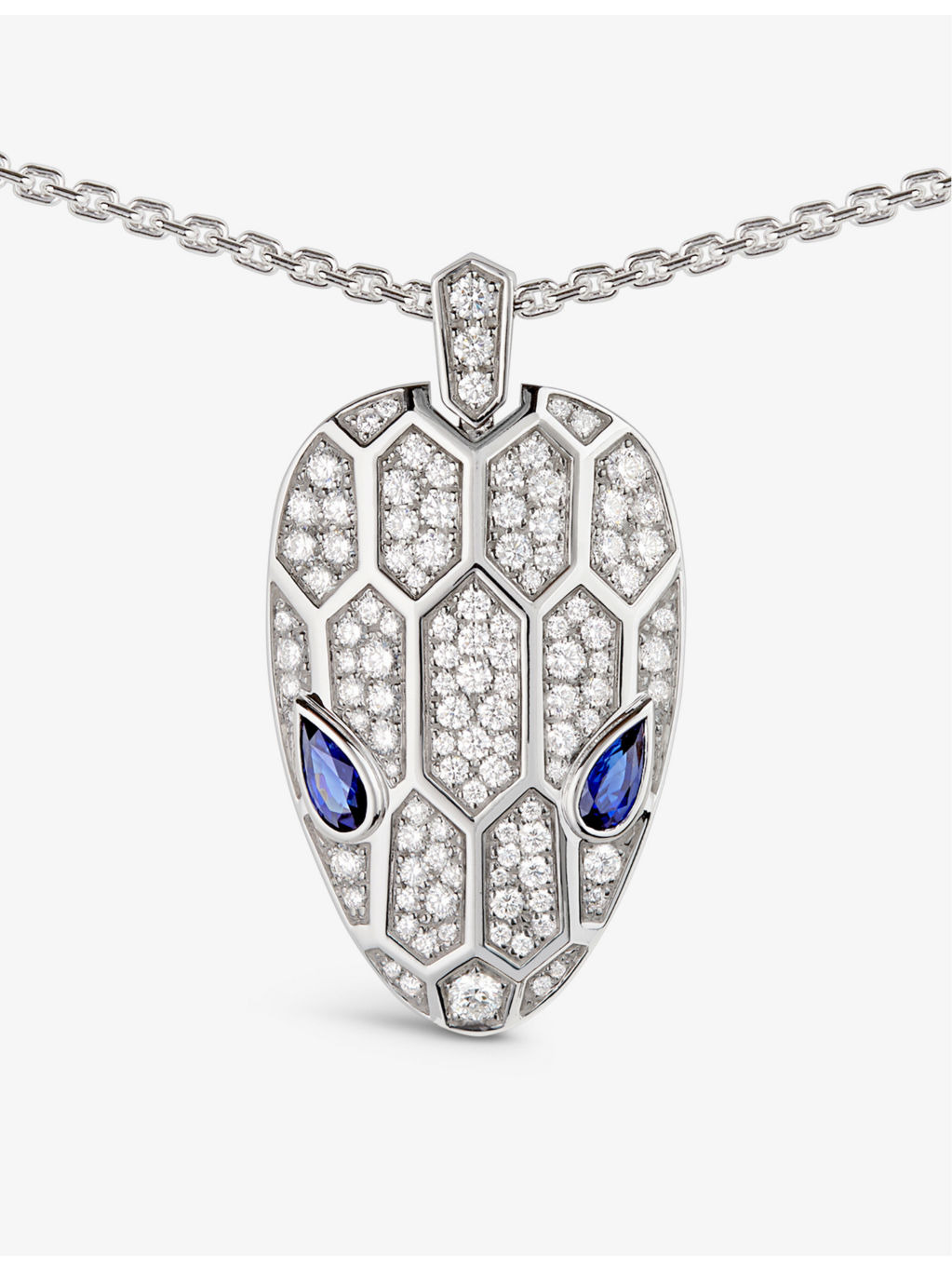 Serpenti 18ct white gold, 2.07ct brilliant-cut diamond and sapphire necklace - 4