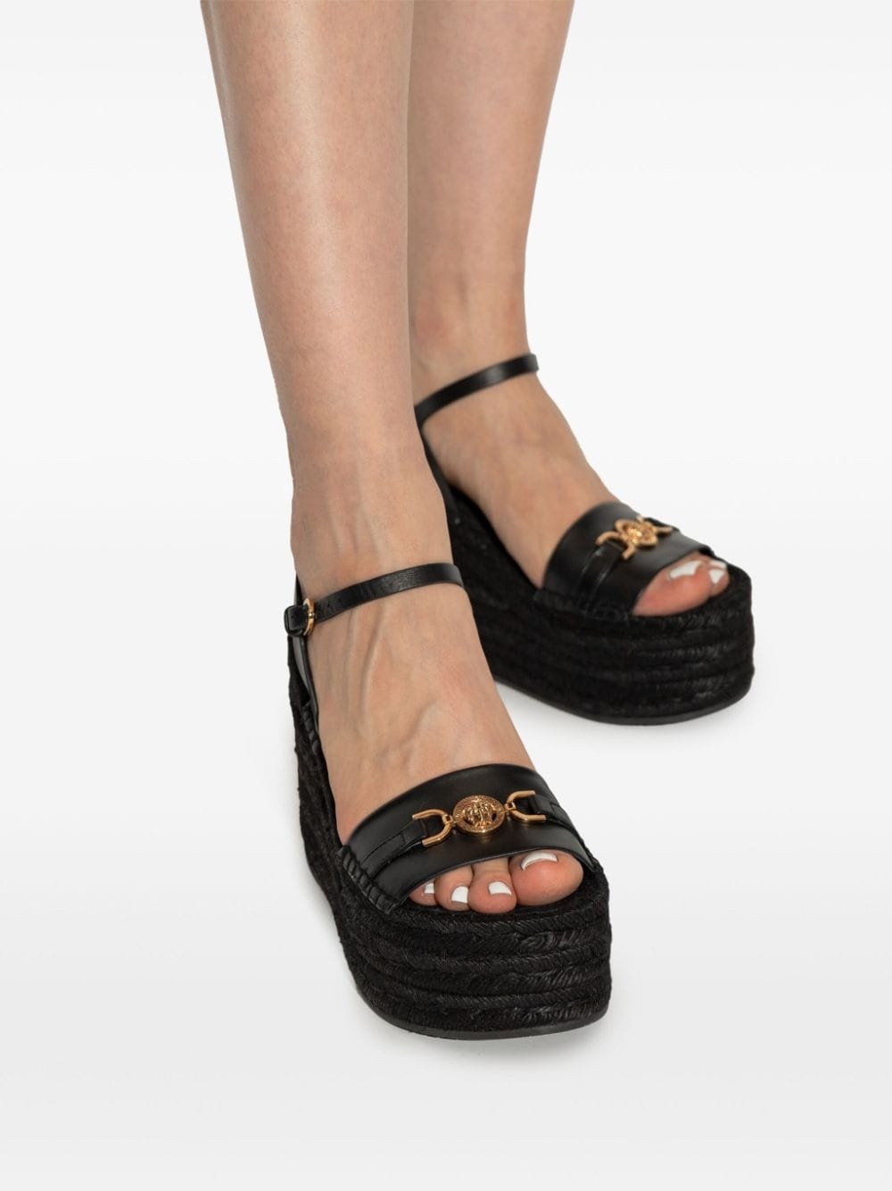 Barocco leather wedge sandals - 6