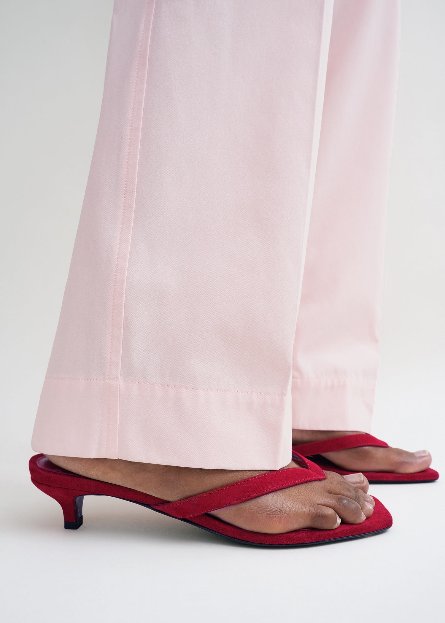 Suede heeled flip flops scarlet - 3