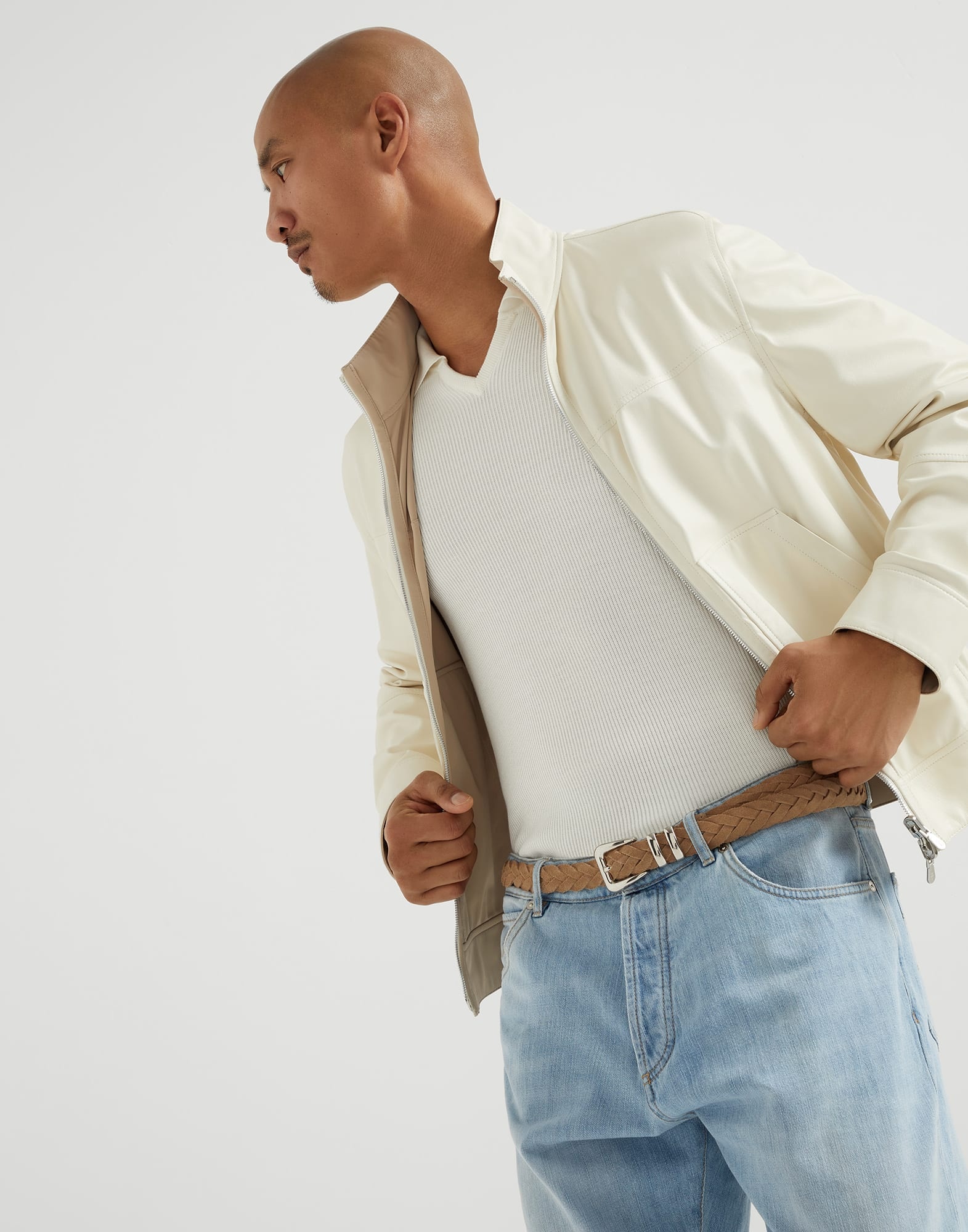 Bonded nappa leather reversible bomber jacket - 4