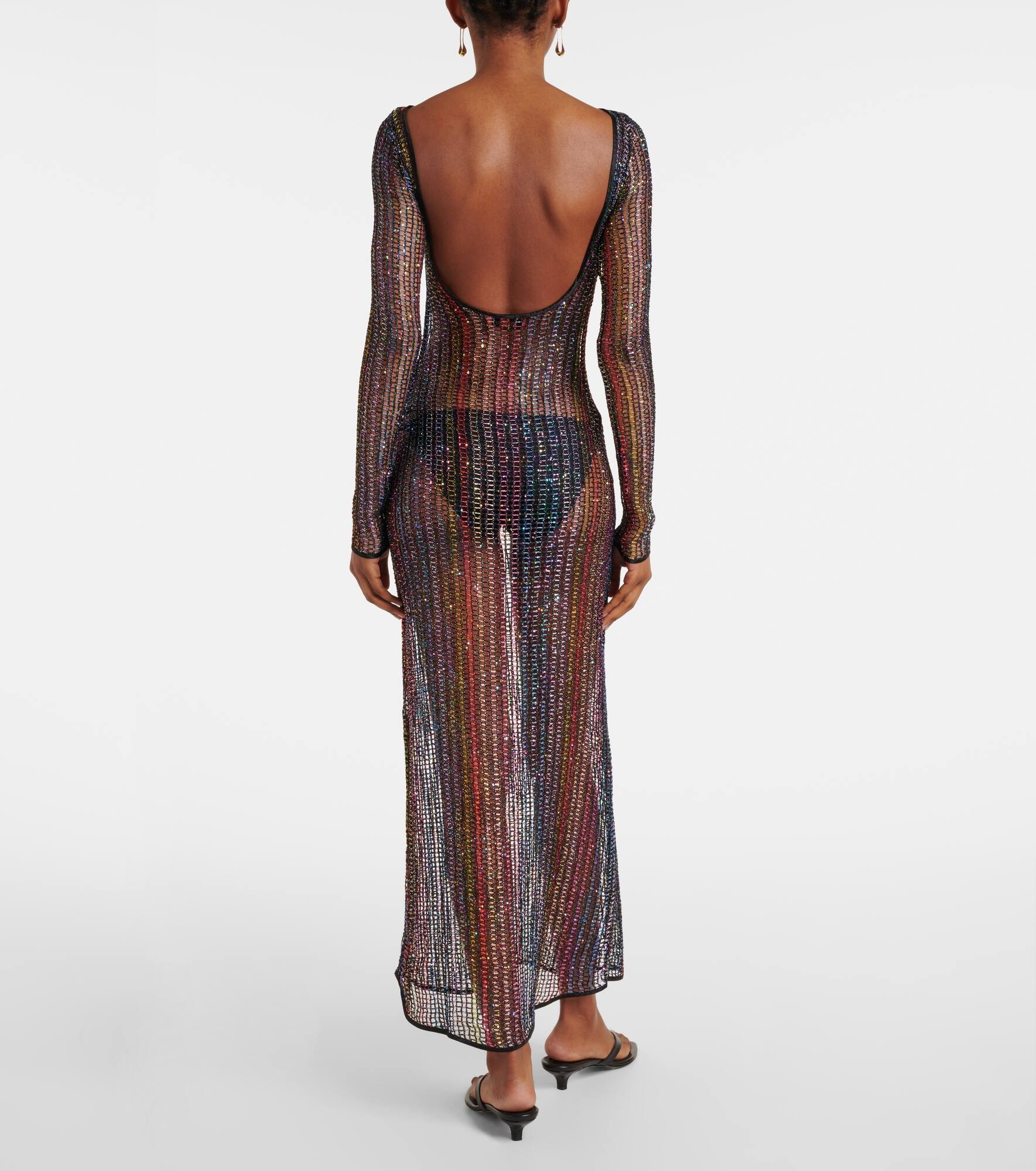 Sheer open-back maxi dress - 3