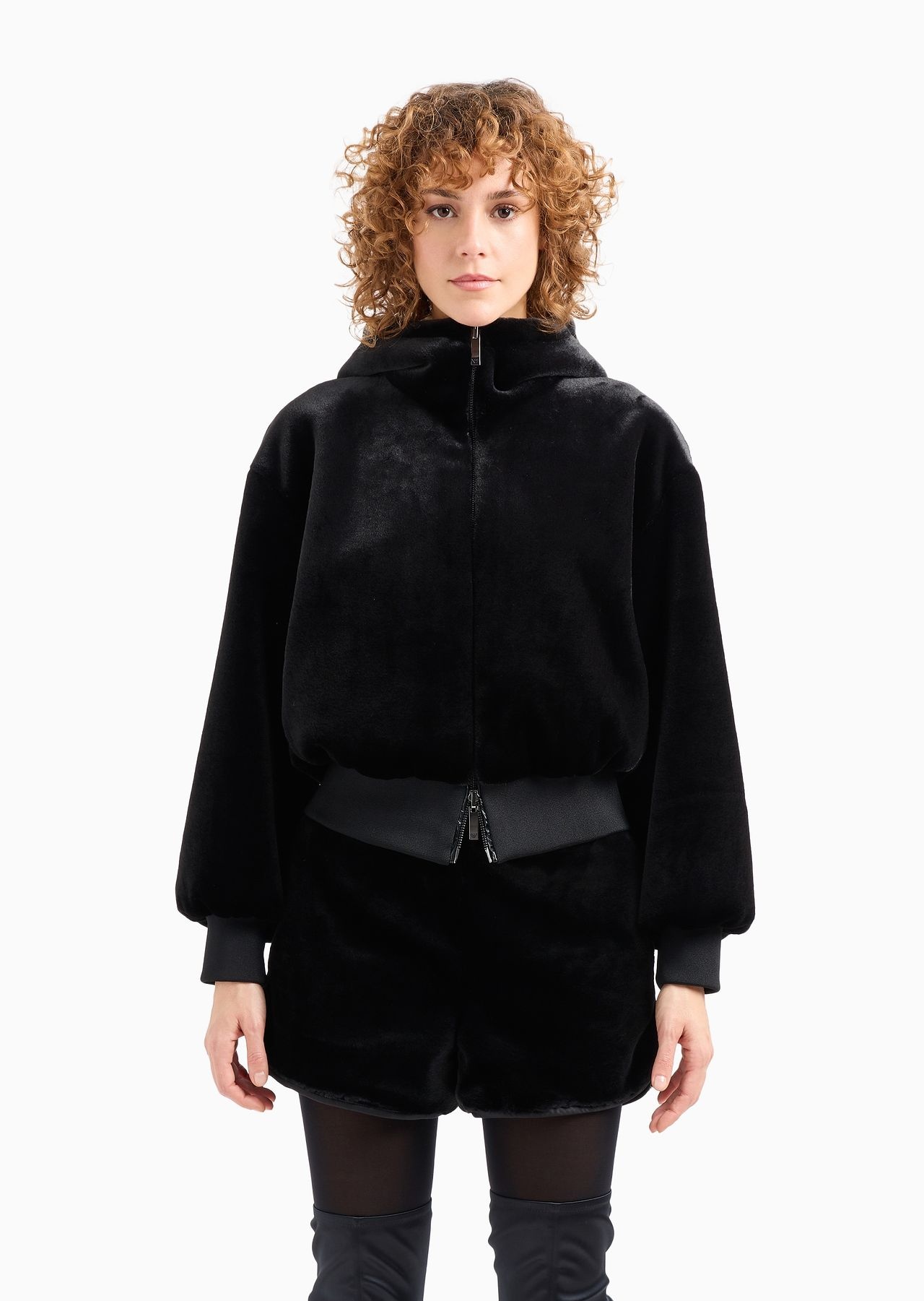 Faux-fur reversible blouson with hood and zip - 2