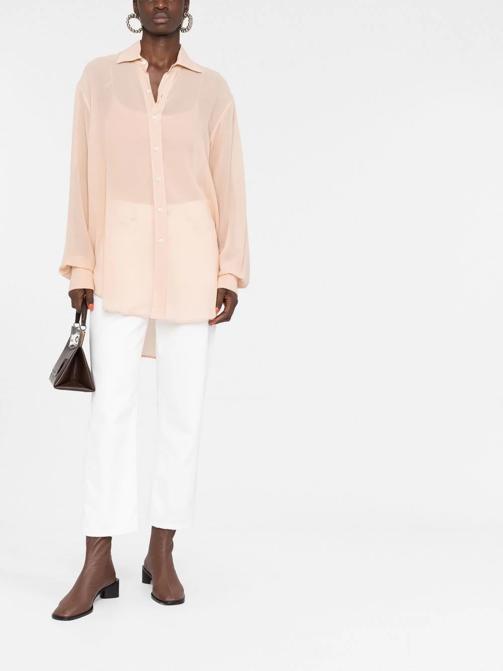 oversized four-stitch silk shirt - 2