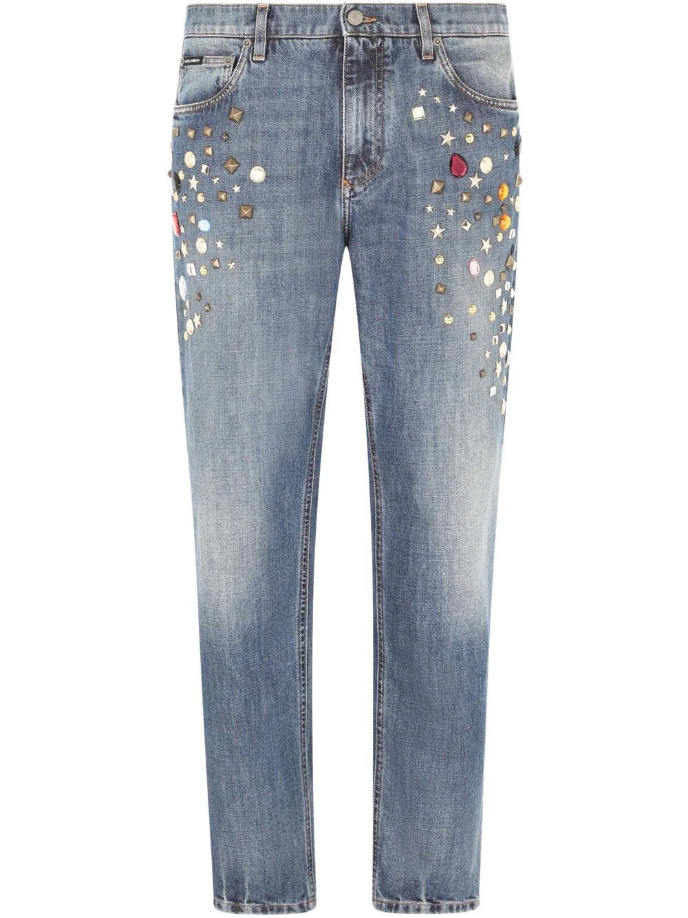 studded straight leg jeans - 1