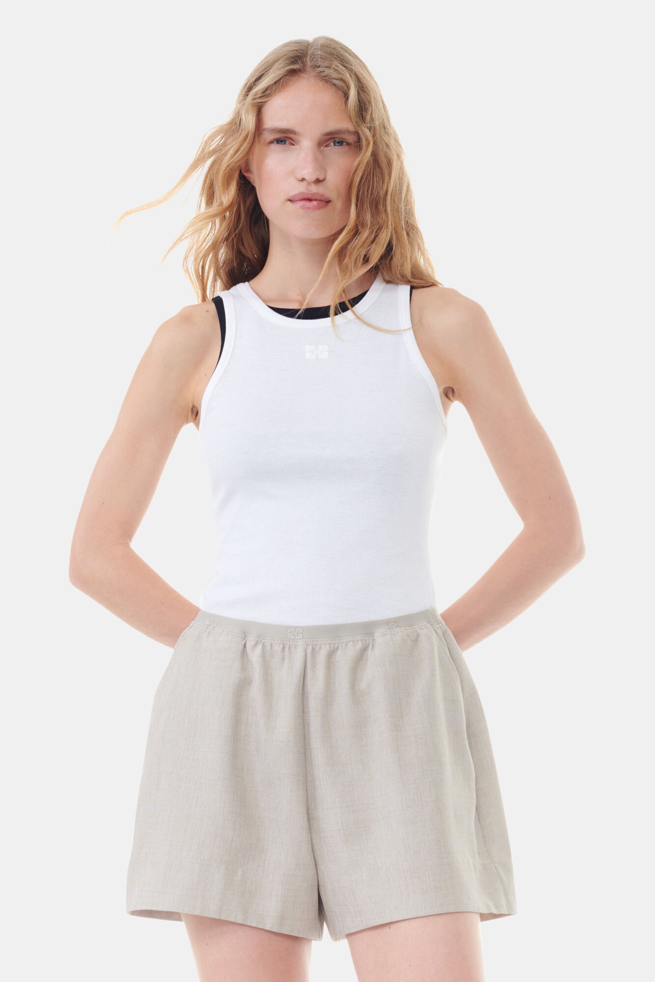 WHITE SOFT COTTON RIB TANK TOP - 2