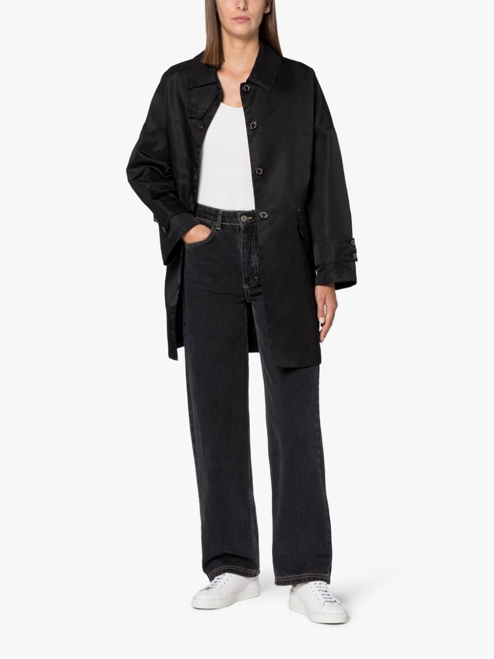 HUMBIE BLACK NYLON OVERCOAT - 1