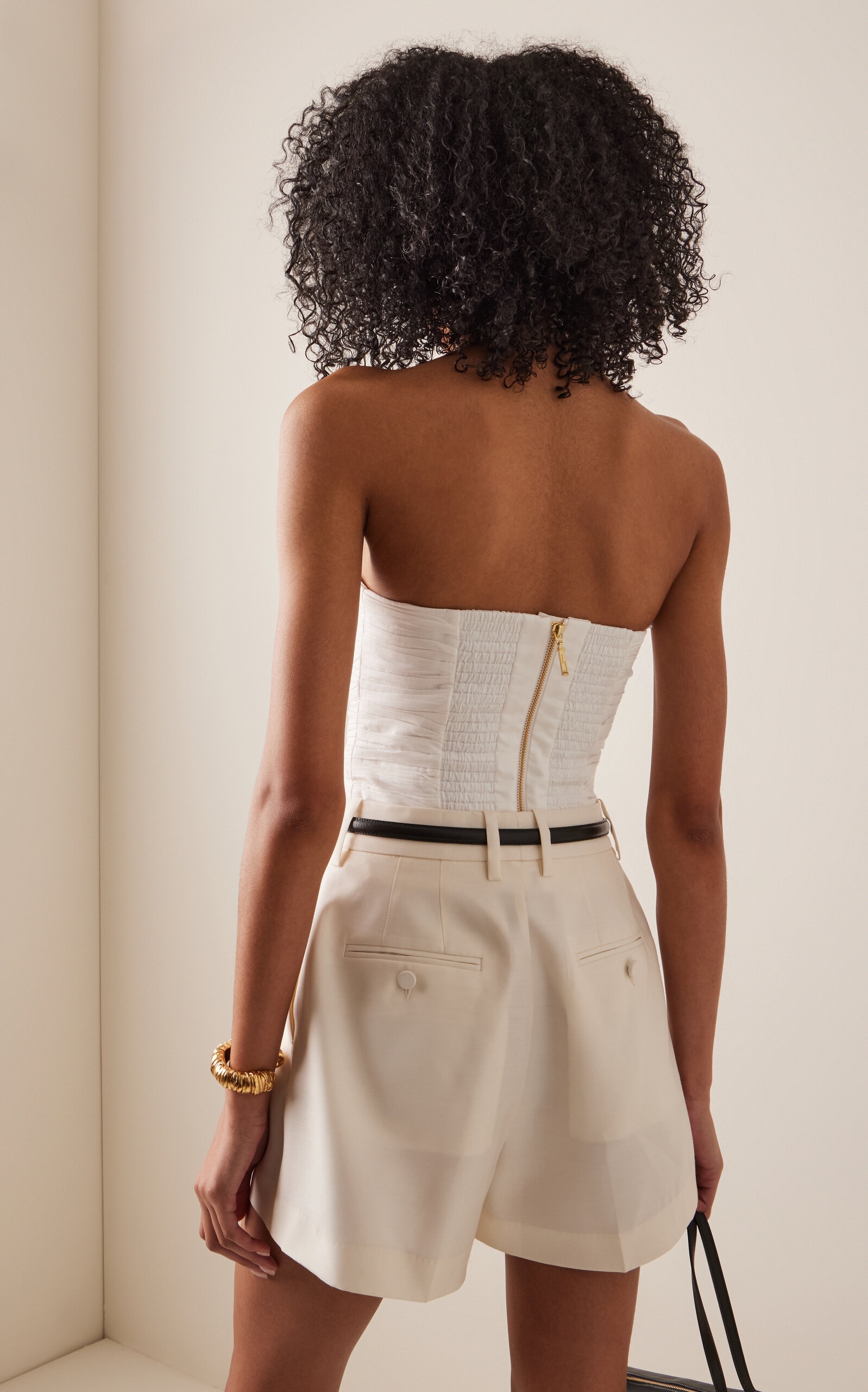 Sunbeam Ruched Cotton Bustier ivory - 4
