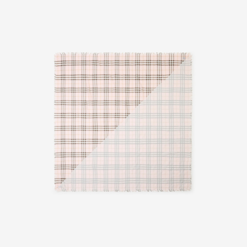 Check Wool Silk Scarf 1