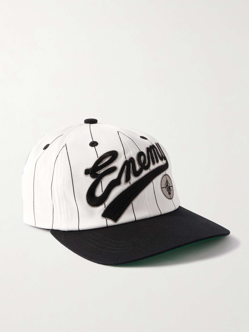 + Public Enemy Logo-Appliquéd Striped Cotton-Twill Baseball Cap 1