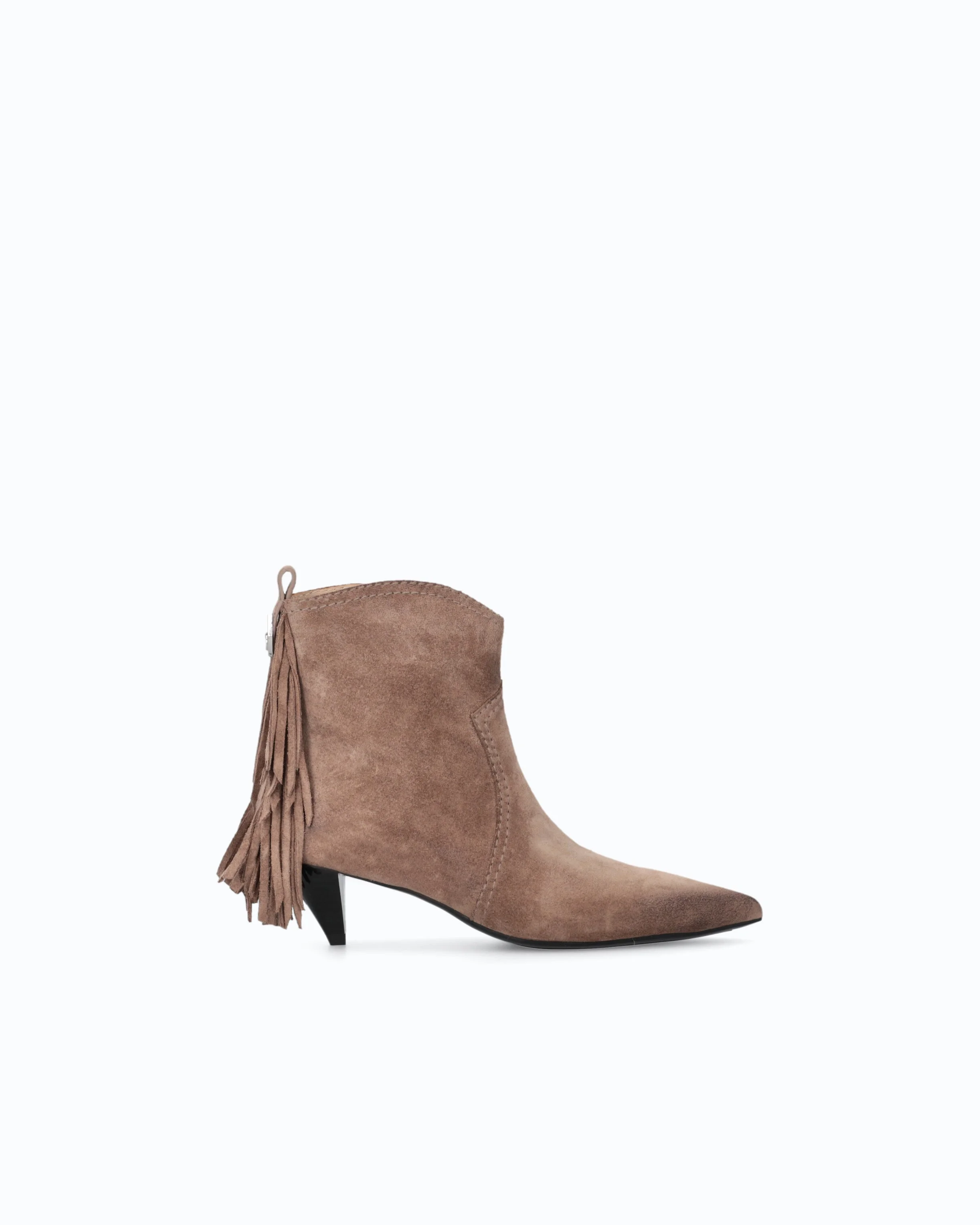 SUEDE ANKLE BOOTS WITH HEEL AND FRINGING - 1