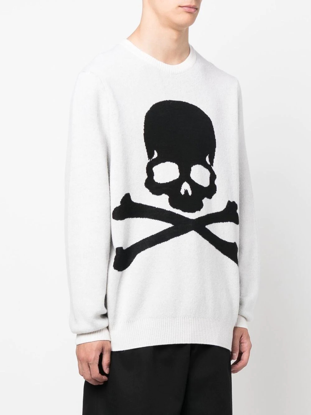 embroidered-skull crew neck sweater - 3