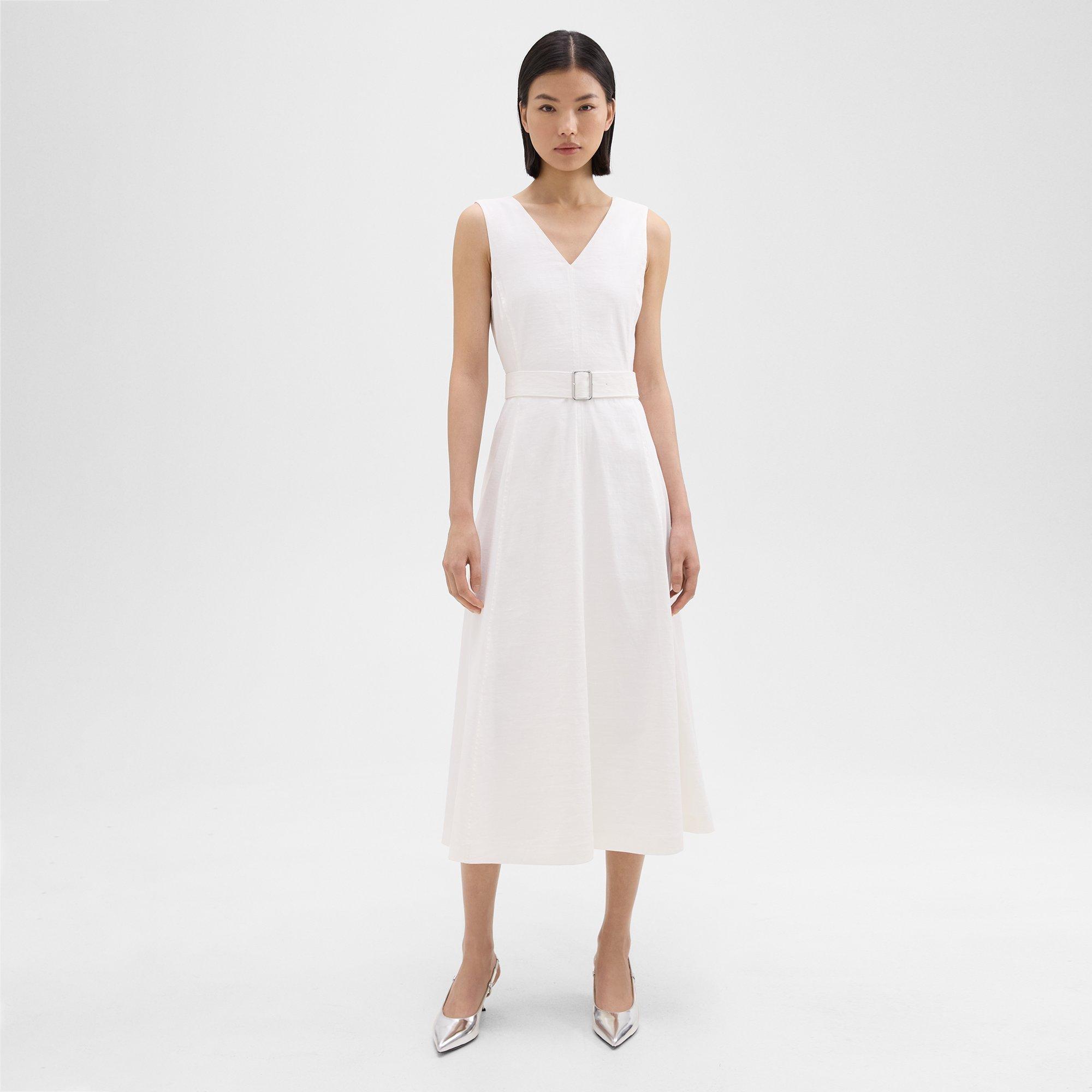 V-Neck Volume Dress in Good Linen - 2