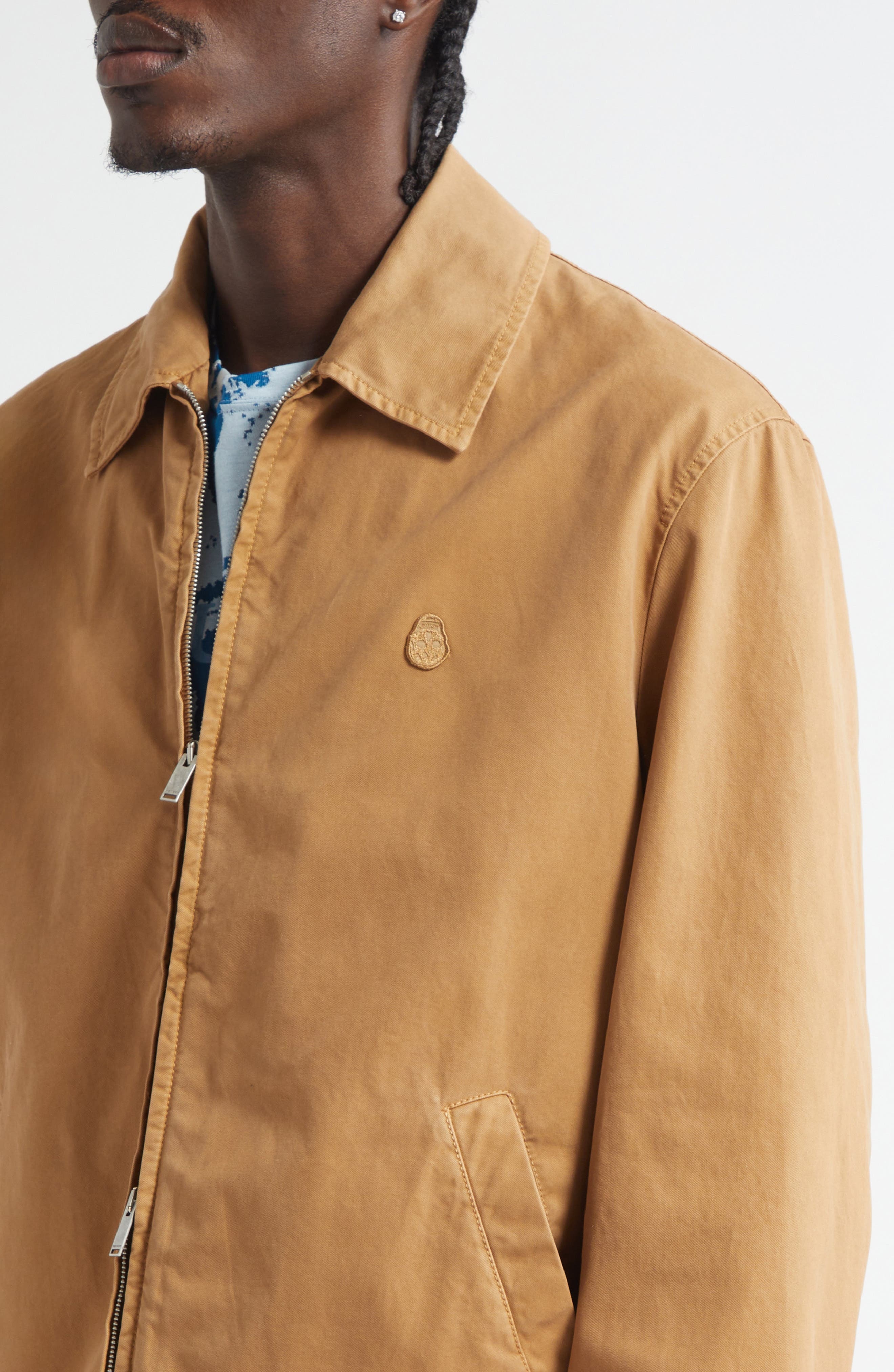 McQueen Embroidered Skull Cotton Twill Jacket in Sand at Nordstrom - 5