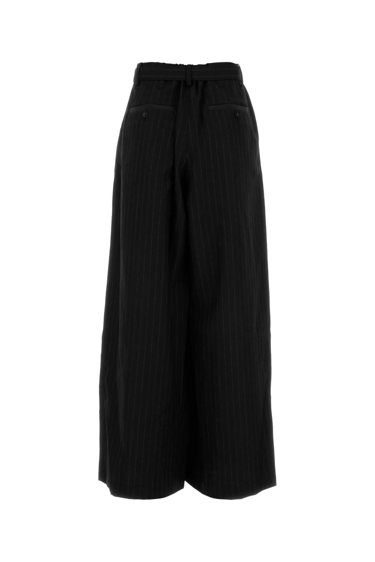 Sacai Women Embroidered Wool Wide-Leg Pant - 2