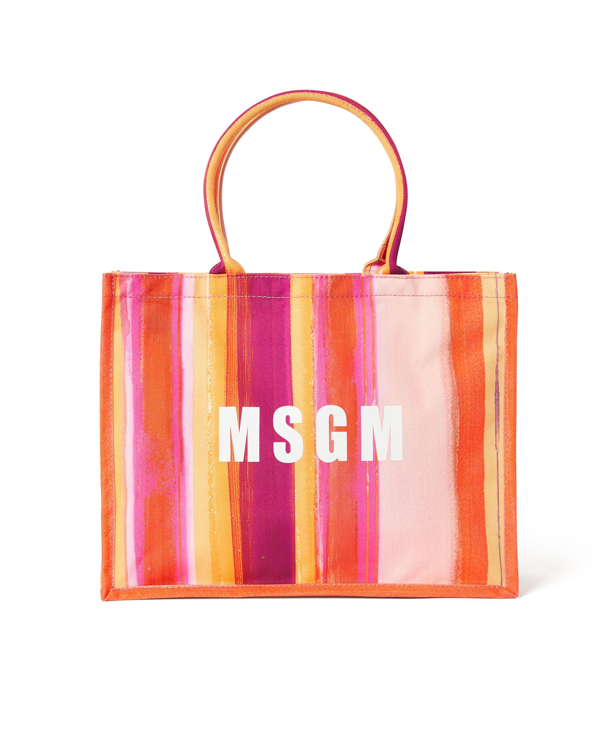 Cotton "brushed stripes" tote bag with MSGM logo - 1