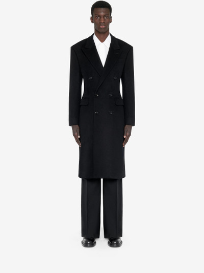 Alexander McQueen Men's Wide Shoulder Fitted Coat in Black outlook