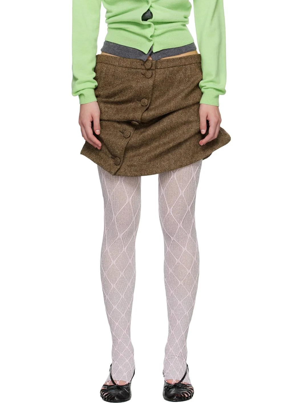 Brown Lifted Pencil Miniskirt - 1