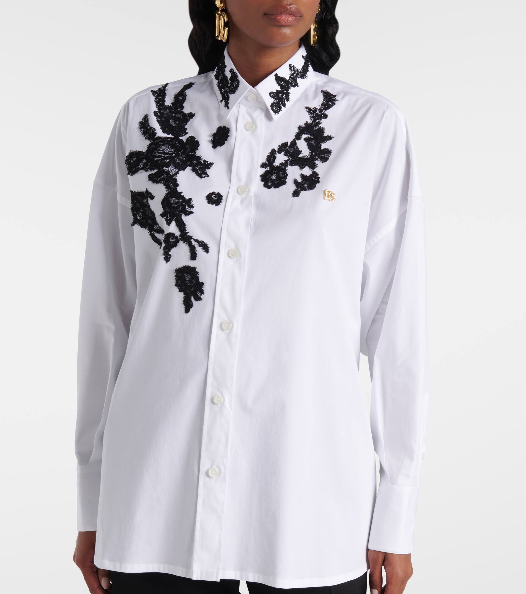 Lace-trimmed cotton shirt - 6