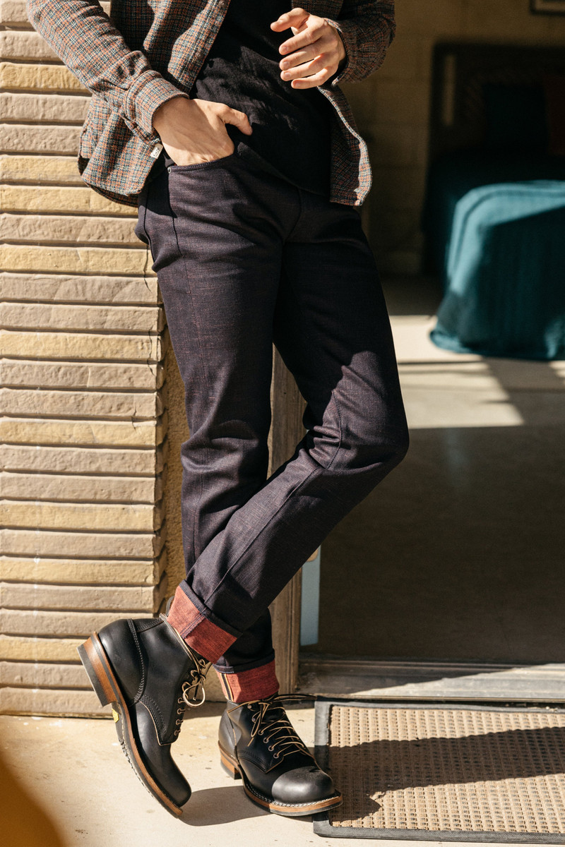 The Pen Slim etched - Bordeaux Raw 13oz Selvedge 1