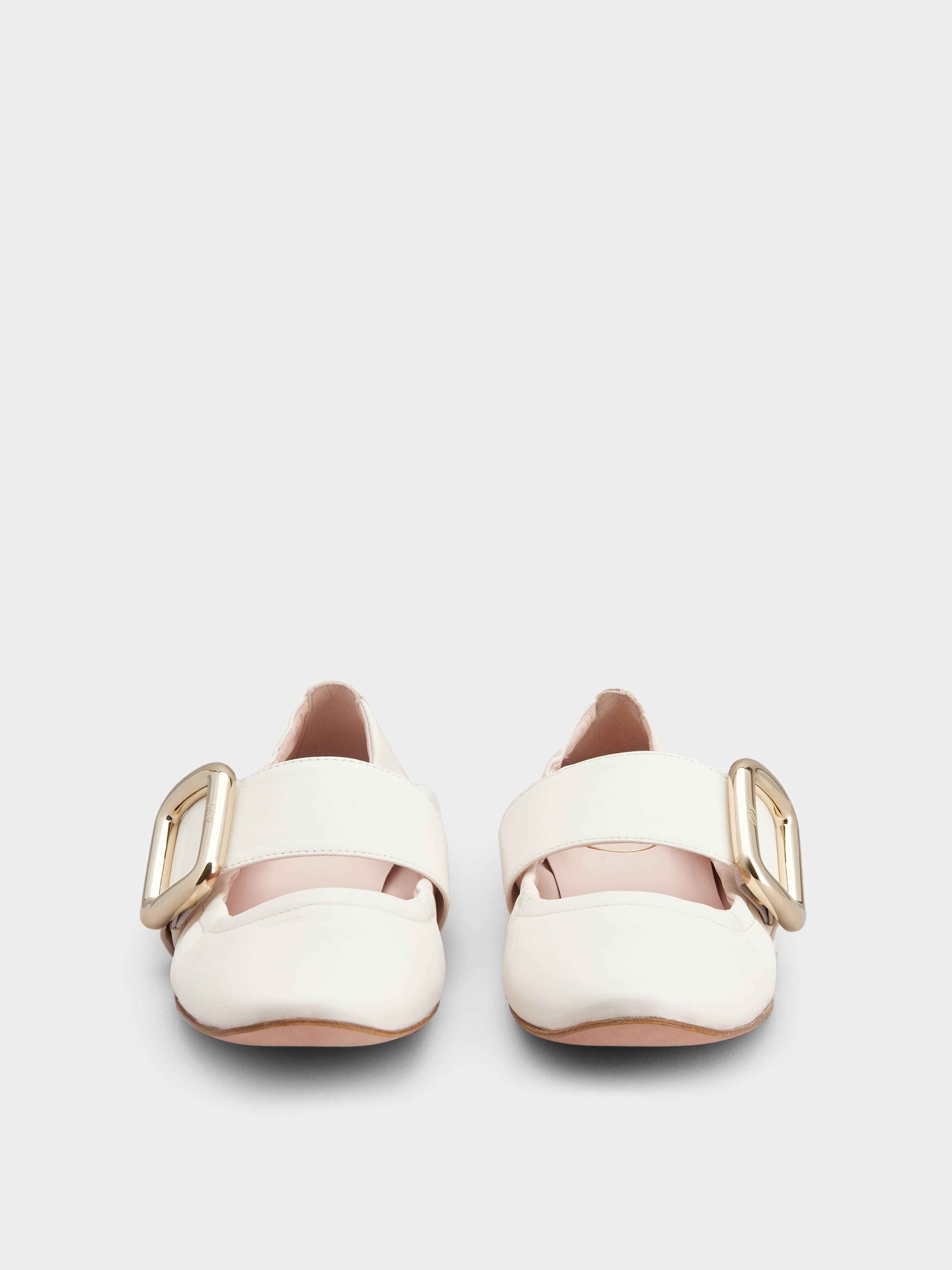 Viv' Choc Metal Buckle Babies Ballerinas in Leather - 7