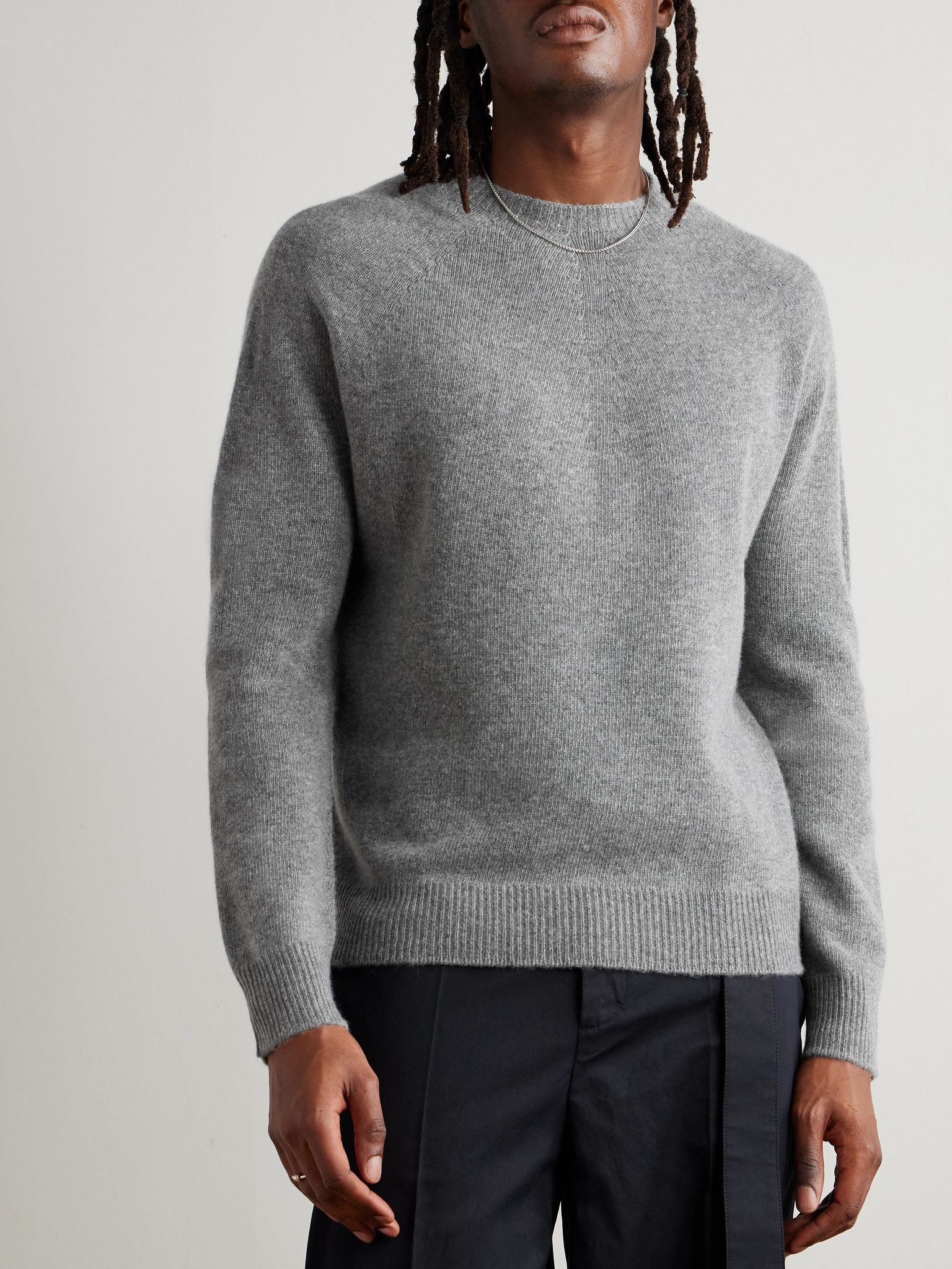 Merino Wool and Cashmere-Blend Sweater Gray - 3